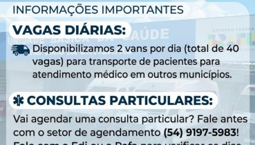 AVISO IMPORTANTE: TRANSPORTE DE SA�DE